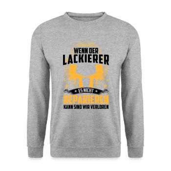 Do not repair car painters Car painters - Unisex Sweatshirt - salt & pepper - Front - Alina (178cm) & Michal (187cm)