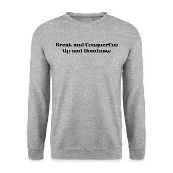 Billard - Break and ConquerCue Up and Dominate - Unisex Pullover - Weißgrau meliert - Vorne - Alina (178cm) & Michal (187cm)