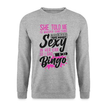 Bingo Player Ironic Sarcastic She - Unisex Pullover - Weißgrau meliert - Vorne - Alina (178cm) & Michal (187cm)