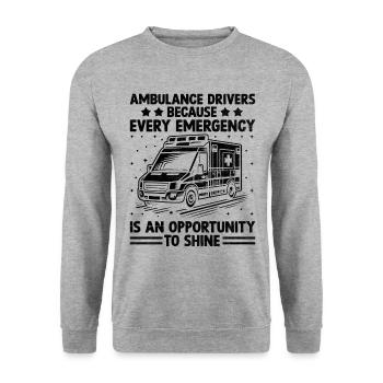 Krankenwagenfahrer, weil jeder Notfall ein Einsatz ist - Unisex Pullover - Weißgrau meliert - Vorne - Alina (178cm) & Michal (187cm)