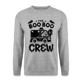 Die Boo Boo Crew Ambulanzfahrer Rettungssanitäter EMS - Unisex Pullover - Weißgrau meliert - Vorne - Alina (178cm) & Michal (187cm)
