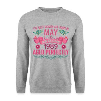 May 1989 Birthday Wife May 1989 Birthday - Unisex Sweatshirt - salt & pepper - Front - Alina (178cm) & Michal (187cm)