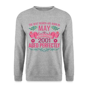 Mai 2001 anniversaire femme Mai 2001 anniversaire - Sweat-shirt Unisexe - gris chiné - Devant - Alina (178cm) & Michal (187cm)