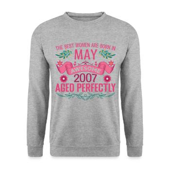 Mai 2007 anniversaire femme Mai 2007 anniversaire - Sweat-shirt Unisexe - gris chiné - Devant - Alina (178cm) & Michal (187cm)