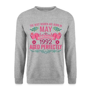 May 1992 Birthday Wife May 1992 Birthday - Unisex Sweatshirt - salt & pepper - Front - Alina (178cm) & Michal (187cm)