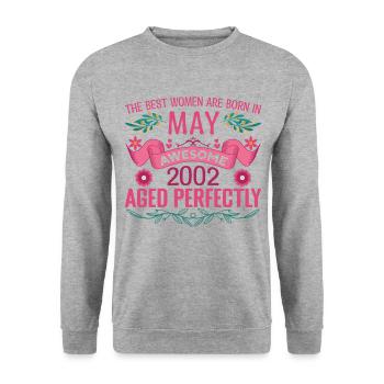 Mai 2002 anniversaire femme Mai 2002 anniversaire - Sweat-shirt Unisexe - gris chiné - Devant - Alina (178cm) & Michal (187cm)