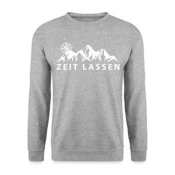 Wandern Trekking Camping Berge Kompass Geschenk - Unisex Pullover - Weißgrau meliert - Vorne - Alina (178cm) & Michal (187cm)