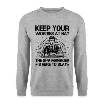Gestionnaire de SPA Emploi Bien-être Drôle Gestion de SPA Sayi - Sweat-shirt Unisexe - gris chiné - Devant - Alina (178cm) & Michal (187cm)