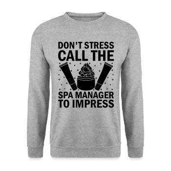 Gestionnaire de SPA Emploi Bien-être Drôle Gestion de SPA Sayi - Sweat-shirt Unisexe - gris chiné - Devant - Alina (178cm) & Michal (187cm)