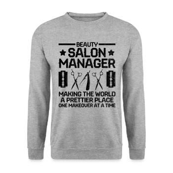 Gestionnaire de SPA Emploi Bien-être Drôle Gestion de SPA Sayi - Sweat-shirt Unisexe - gris chiné - Devant - Alina (178cm) & Michal (187cm)