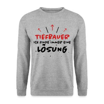 Tiefbauer Spruch Beruf Lustiges Tiefbauer Geschenk - Unisex Pullover - Weißgrau meliert - Vorne - Alina (178cm) & Michal (187cm)