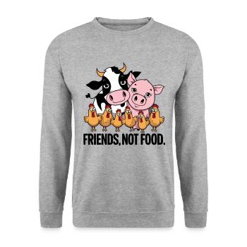 Not Food Animals Kein Fleisch - Unisex Pullover - Weißgrau meliert - Vorne - Alina (178cm) & Michal (187cm)