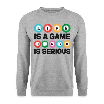 La vie d’un joueur de bingo est un jeu de bingo - Sweat-shirt Unisexe - gris chiné - Devant - Alina (178cm) & Michal (187cm)