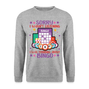 Bingo Player Sorry I Wasn't - Unisex Pullover - Weißgrau meliert - Vorne - Alina (178cm) & Michal (187cm)