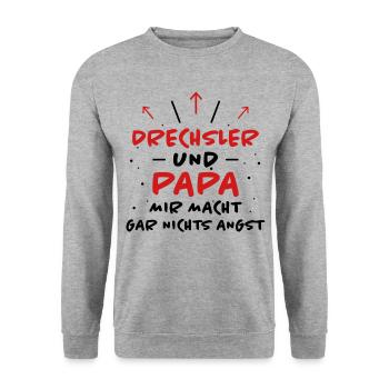 Drechsler Spruch Job Lustiges Drechsler Geschenk - Unisex Pullover - Weißgrau meliert - Vorne - Alina (178cm) & Michal (187cm)