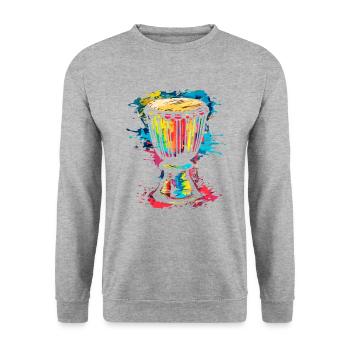Djembé Tambours Africains - Sweat-shirt Unisexe - gris chiné - Devant - Alina (178cm) & Michal (187cm)