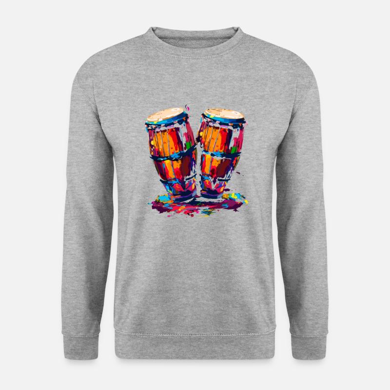 conga instrument drums - Unisex Pullover - Weißgrau meliert