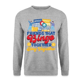 Bingo Player Friends Buddies - Unisex Pullover - Weißgrau meliert - Vorne - Alina (178cm) & Michal (187cm)