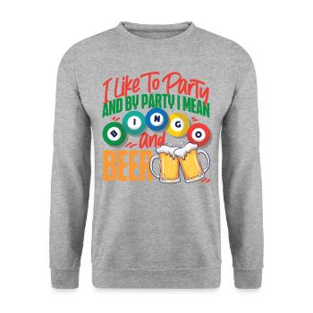 Joueur de bingo bière que j’aime faire la fête - Sweat-shirt Unisexe - gris chiné - Devant - Alina (178cm) & Michal (187cm)