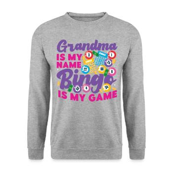 Joueur de bingo Grand-mère Grand-mère est mon - Sweat-shirt Unisexe - gris chiné - Devant - Alina (178cm) & Michal (187cm)