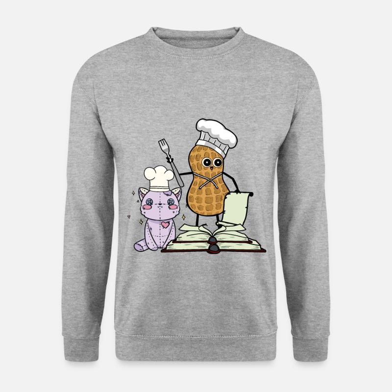 ERDNUSS KOCH FREUNDE KOCHEN - Unisex Pullover - Weißgrau meliert