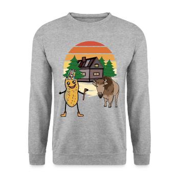 Arachide, Bison de buffle, Noix du Far West - Sweat-shirt Unisexe - gris chiné - Devant - Alina (178cm) & Michal (187cm)