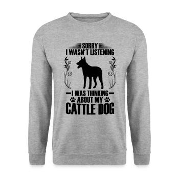 Pensé à Australian Cattle Dog Cattle Dog - Sweat-shirt Unisexe - gris chiné - Devant - Alina (178cm) & Michal (187cm)