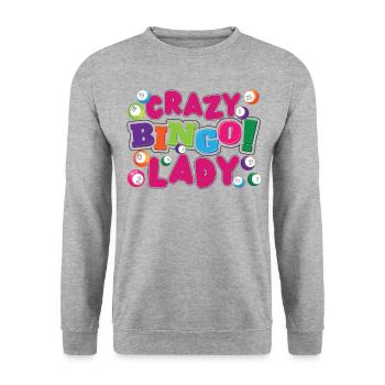 Joueur de bingo Crazy Bingo Lady - Sweat-shirt Unisexe - gris chiné - Devant - Alina (178cm) & Michal (187cm)