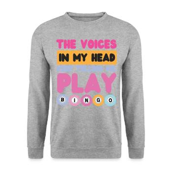 Joueur de bingo Les voix dans ma tête - Sweat-shirt Unisexe - gris chiné - Devant - Alina (178cm) & Michal (187cm)