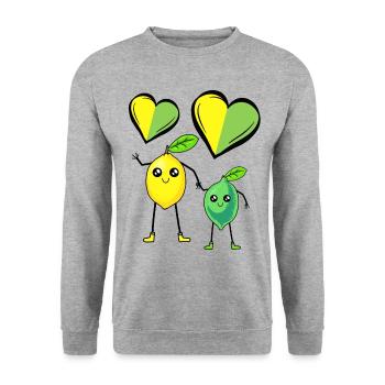 Lemon, Lemon, Fruit, Fruit, Fruit, Lemon - Unisex Sweatshirt - salt & pepper - Front - Alina (178cm) & Michal (187cm)