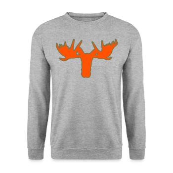 Elchkopf – Majestät der skandinavischen Wälder - Unisex Pullover - Weißgrau meliert - Vorne - Alina (178cm) & Michal (187cm)