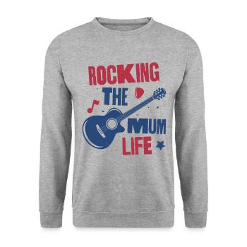 Das Mama-Leben rocken - Unisex Pullover - Weißgrau meliert - Vorne - Alina (178cm) & Michal (187cm)