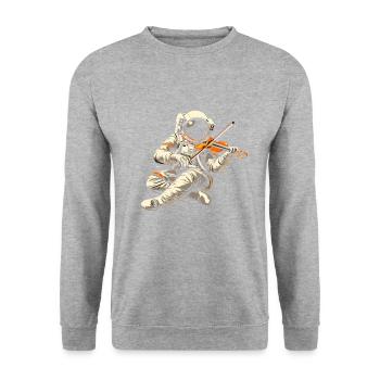astronaut playing musical instrument Violin - Unisex Pullover - Weißgrau meliert - Vorne - Alina (178cm) & Michal (187cm)