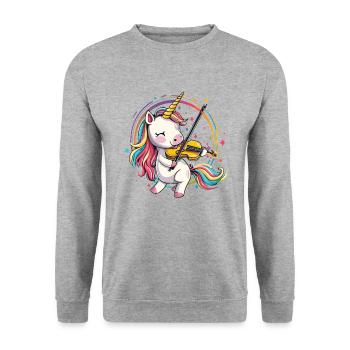 unicorn playing violin musical instrument - Unisex Pullover - Weißgrau meliert - Vorne - Alina (178cm) & Michal (187cm)