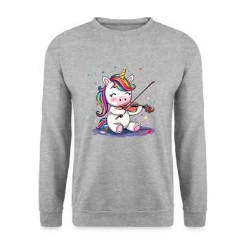 unicorn playing violin musical instrument - Unisex Pullover - Weißgrau meliert - Vorne - Alina (178cm) & Michal (187cm)