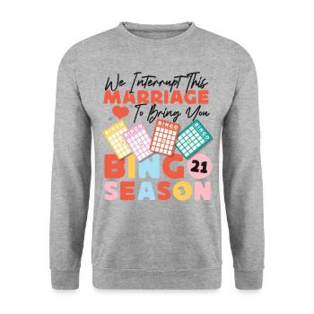 Bingo Player Husband Wife Marriage - Unisex Pullover - Weißgrau meliert - Vorne - Alina (178cm) & Michal (187cm)