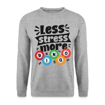 Bingo Player Less Stress More - Unisex Pullover - Weißgrau meliert - Vorne - Alina (178cm) & Michal (187cm)