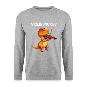 Dinosaur playing violin instrument Violin - Unisex Pullover - Weißgrau meliert - Vorne - Alina (178cm) & Michal (187cm)