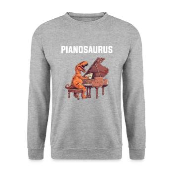 piano dinosaur instrument pianist piano - Unisex Pullover - Weißgrau meliert - Vorne - Alina (178cm) & Michal (187cm)