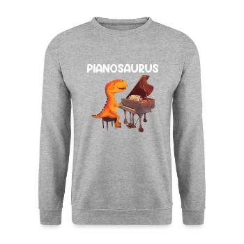 piano dinosaur instrument pianist piano - Unisex Pullover - Weißgrau meliert - Vorne - Alina (178cm) & Michal (187cm)