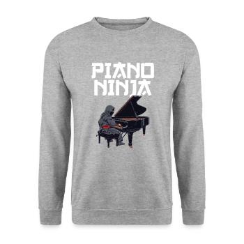 piano ninja instrument pianist piano - Unisex Pullover - Weißgrau meliert - Vorne - Alina (178cm) & Michal (187cm)