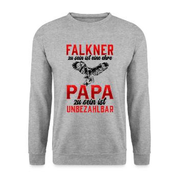 Falkner zu sein Beizjagd Falknerei - Unisex Pullover - Weißgrau meliert - Vorne - Alina (178cm) & Michal (187cm)