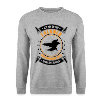 Ich bin dieser Falkner Beizjagd Falknerei - Unisex Pullover - Weißgrau meliert - Vorne - Alina (178cm) & Michal (187cm)