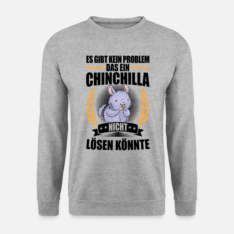 Chinchilla löst Probleme Nagetier Wollmaus - Unisex Pullover - Weißgrau meliert