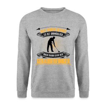 Building cleaner is impossible window cleaner - Unisex Sweatshirt - salt & pepper - Front - Alina (178cm) & Michal (187cm)