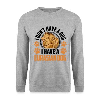Ich habe einen Eurasier Eurasian Spitz - Unisex Pullover - Weißgrau meliert - Vorne - Alina (178cm) & Michal (187cm)