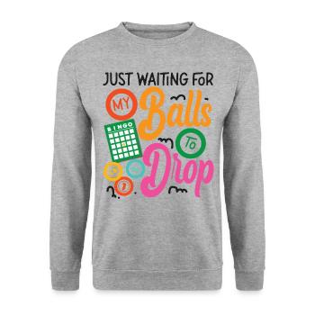 Bingo Player Pun Just Waiting For - Unisex Pullover - Weißgrau meliert - Vorne - Alina (178cm) & Michal (187cm)