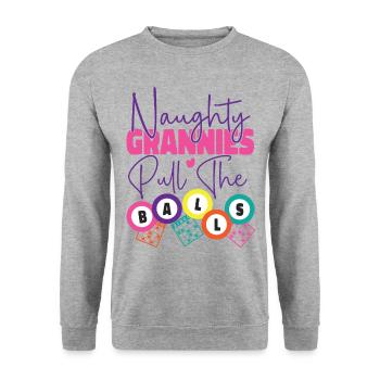 Bingo Player Grandma Naughty - Unisex Pullover - Weißgrau meliert - Vorne - Alina (178cm) & Michal (187cm)