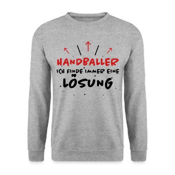 Handball Spruch Sport Lustiges Handballer Geschenk - Unisex Pullover - Weißgrau meliert - Vorne - Alina (178cm) & Michal (187cm)