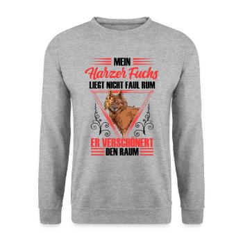 Harz fox is not lazy Old German herding dog - Unisex Sweatshirt - salt & pepper - Front - Alina (178cm) & Michal (187cm)